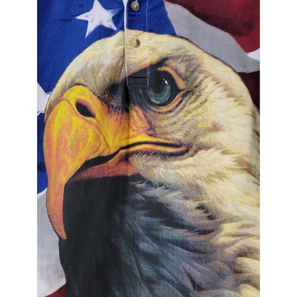 vtg 90s TIMBER RIDGE TRADERS Polo Small // aop eagle American patriotic collared - Picture 2 of 4